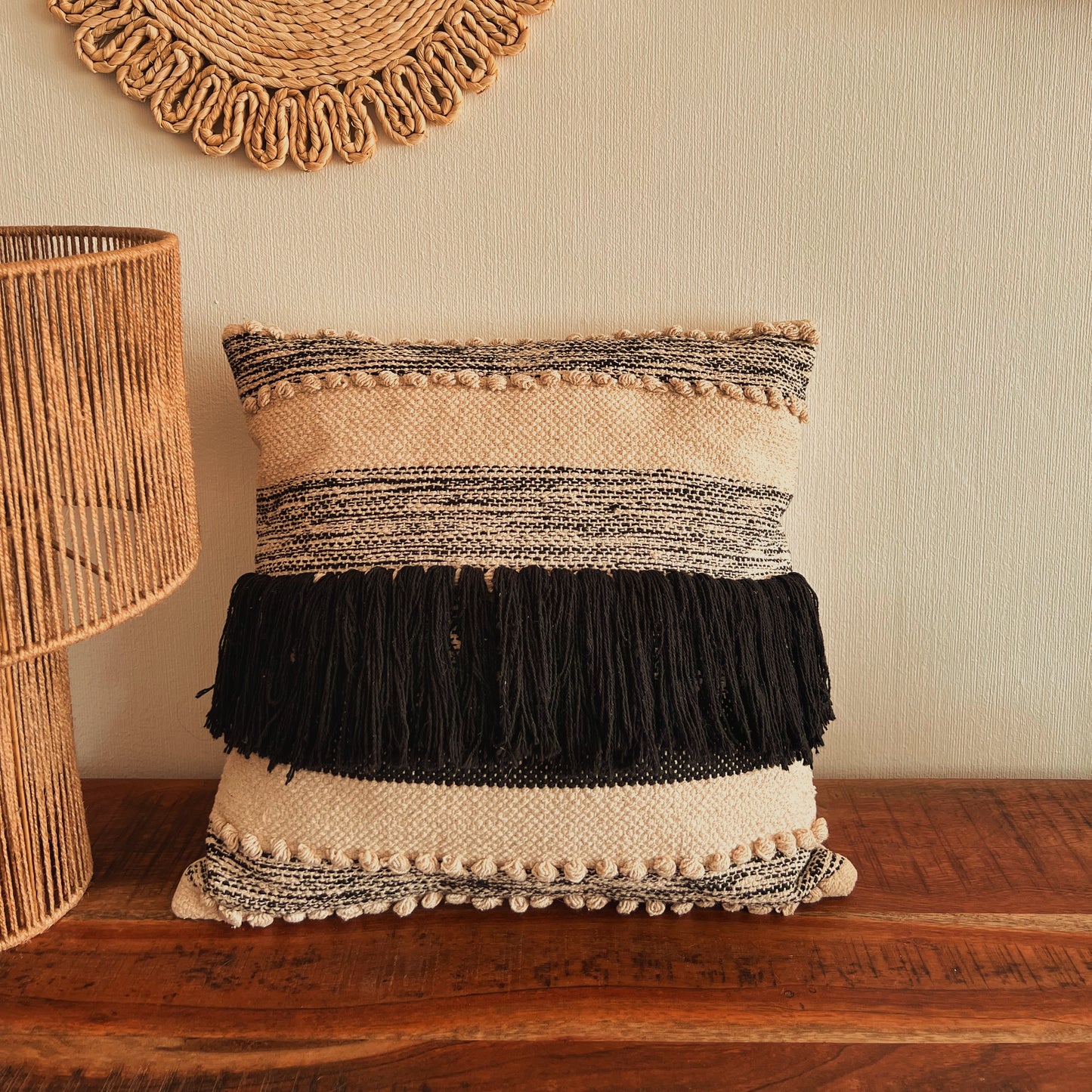 Kissen Boho schwarz/weiß