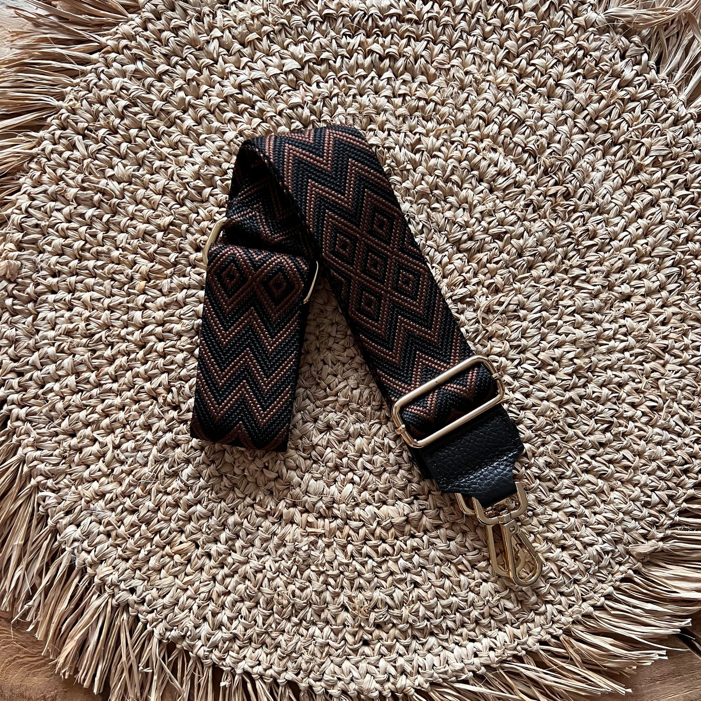 Taschengurte Gold schwarzes Leder