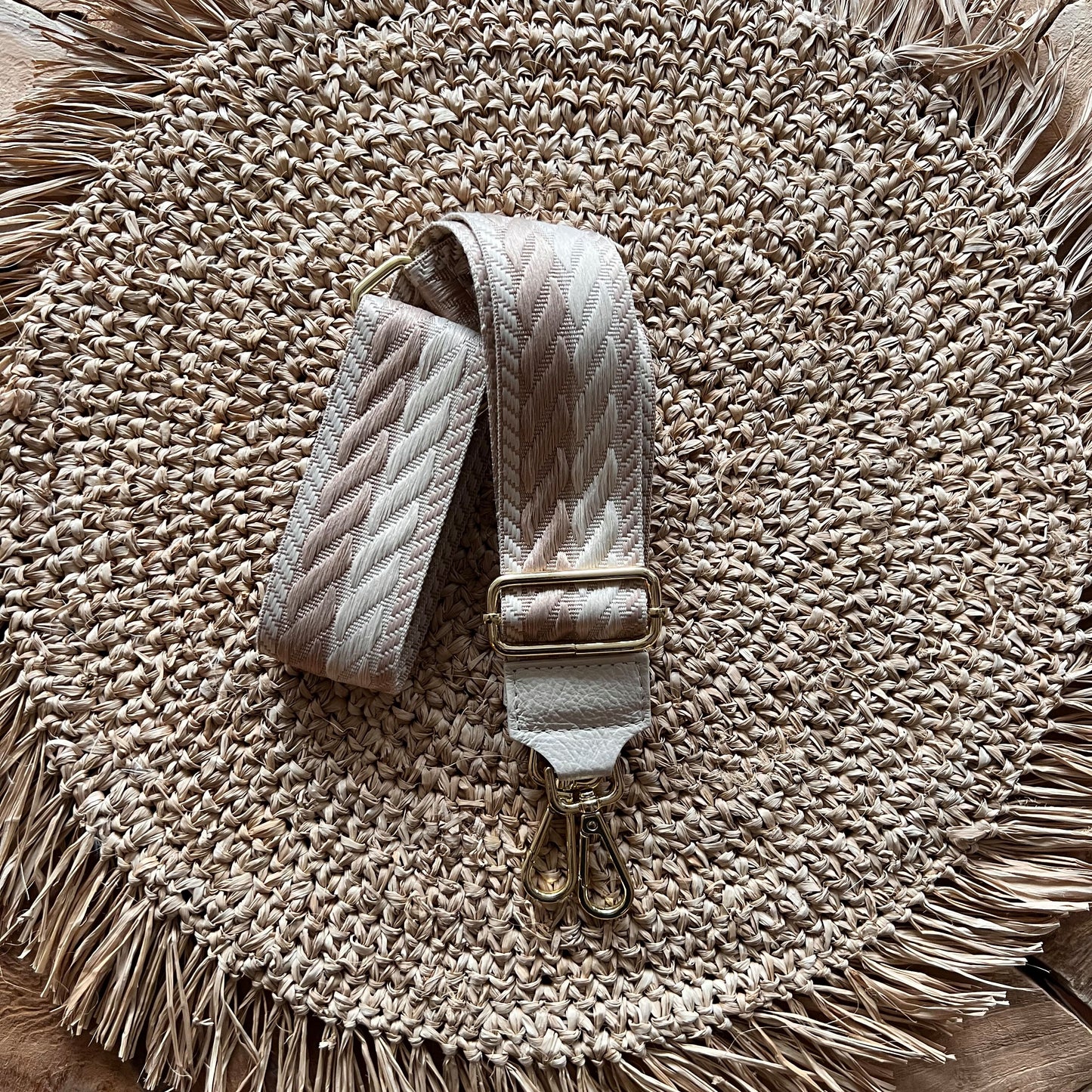 Taschengurt Gold beiges Leder