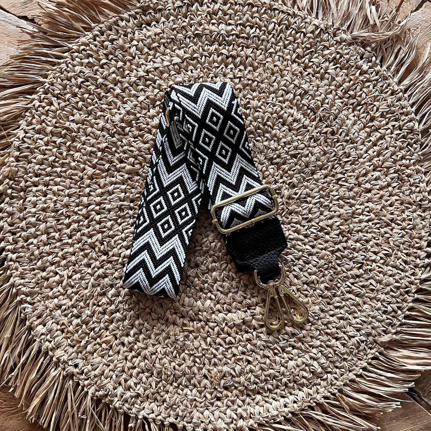 Taschengurte Gold schwarzes Leder