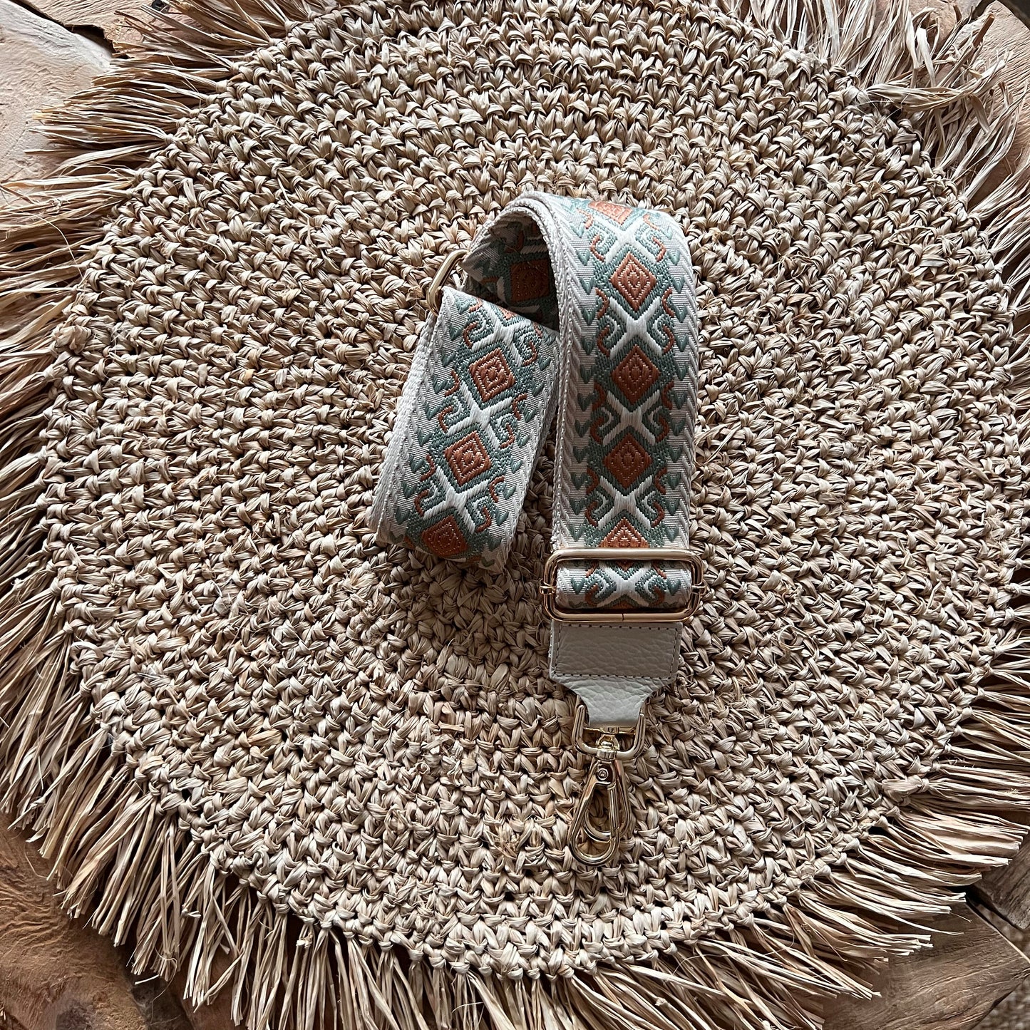 Taschengurt Gold beiges Leder