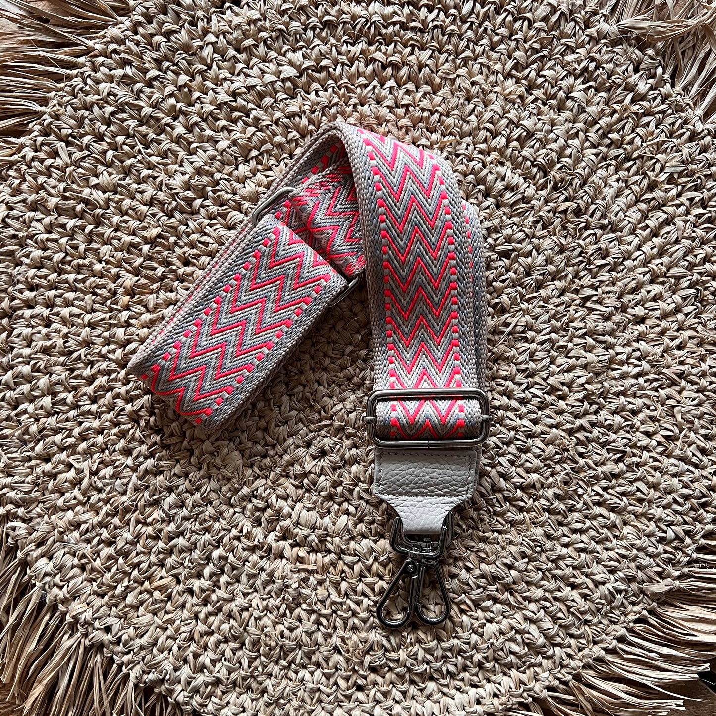 Taschengurte Silber beiges Leder