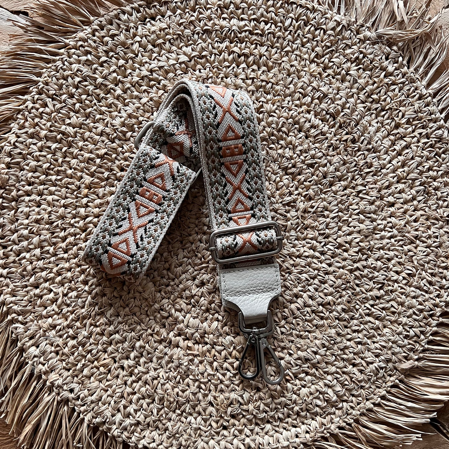 Taschengurte Silber beiges Leder