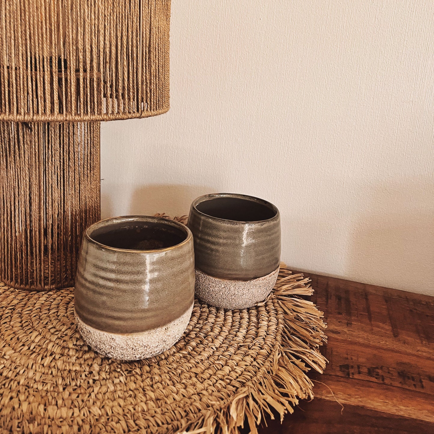 Übertopf grau/creme