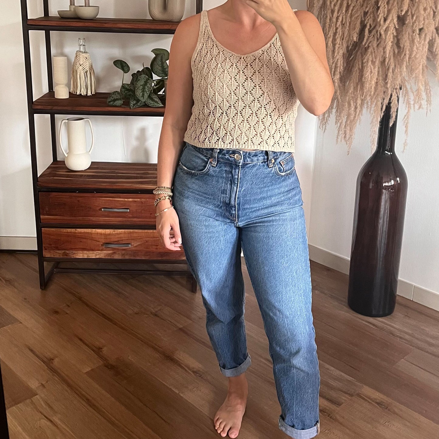 Häkeltop beige