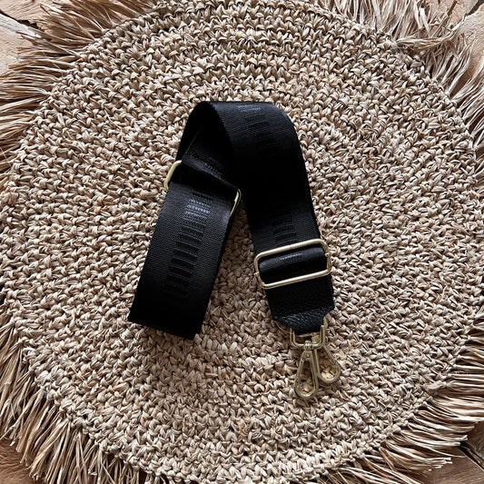 Taschengurte Gold schwarzes Leder