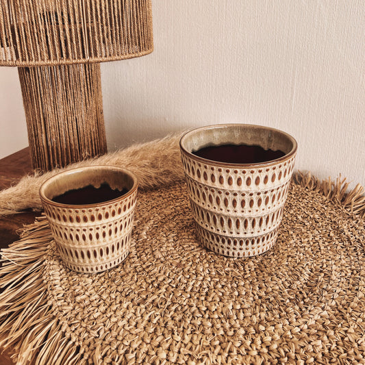 Übertopf Muster beige/braun